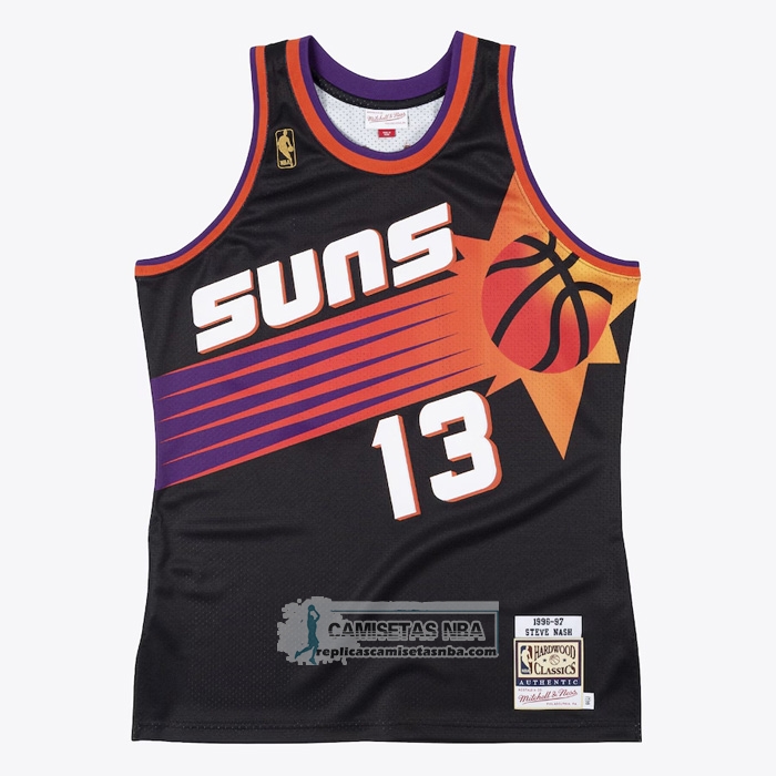 Camiseta Phoenix Suns Steve Nash NO 13 Mitchell & Ness 1996-97 Negro